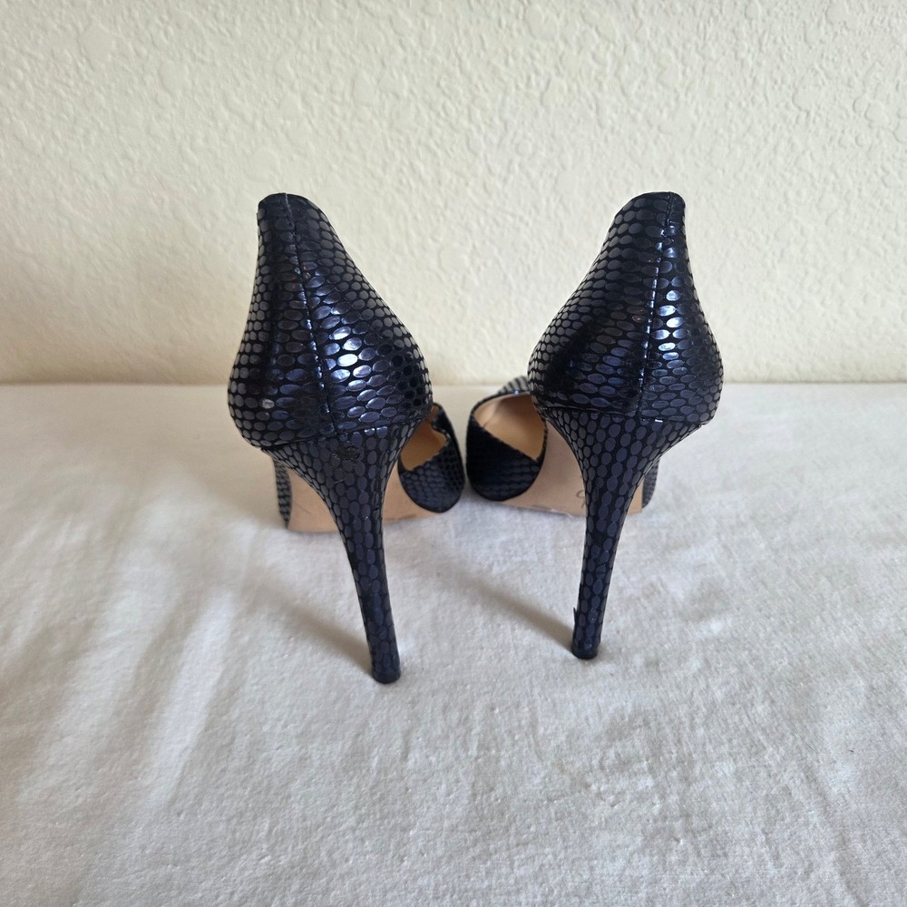 Jessica Simpson Iridescent Navy Snakeskin d'Orsay Pointed Toe Stiletto Pumps - Picture 4 of 6